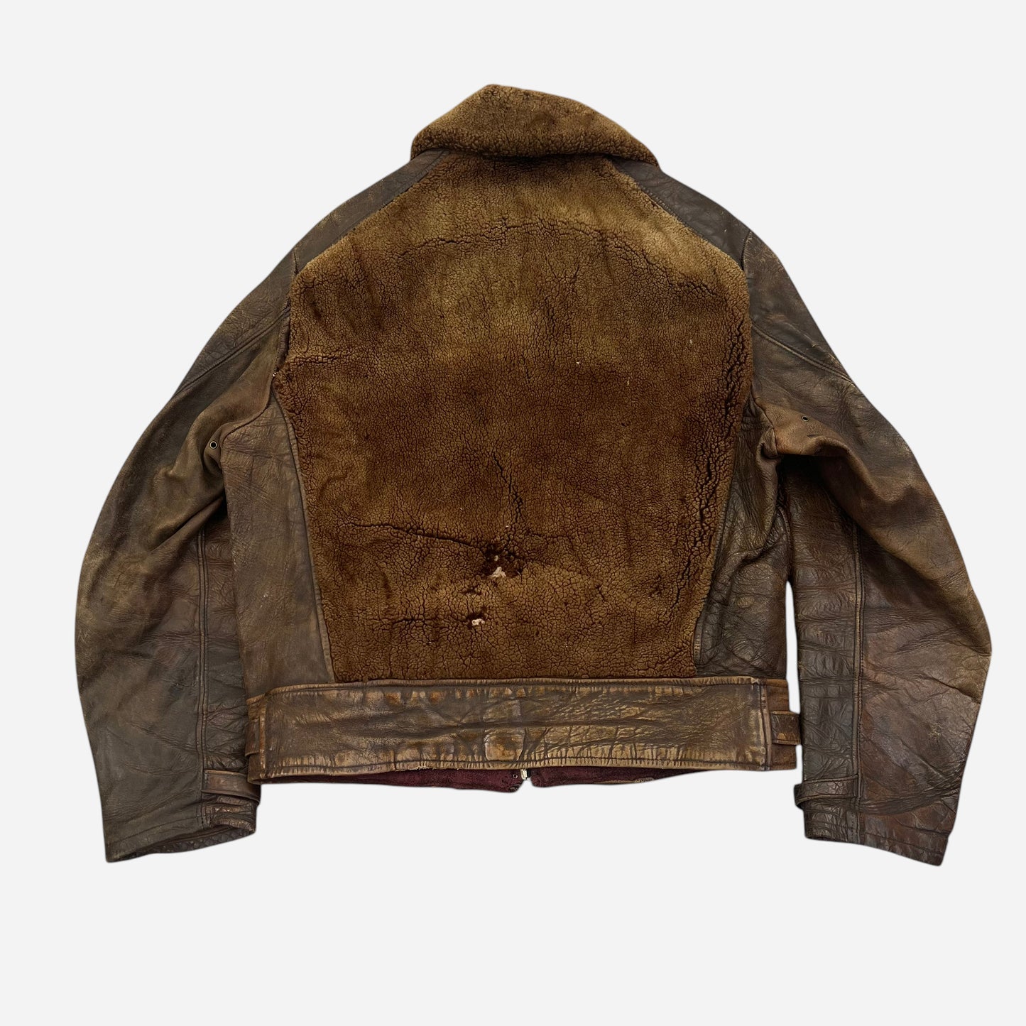 1930s Brown grizzly leather jacket (M)