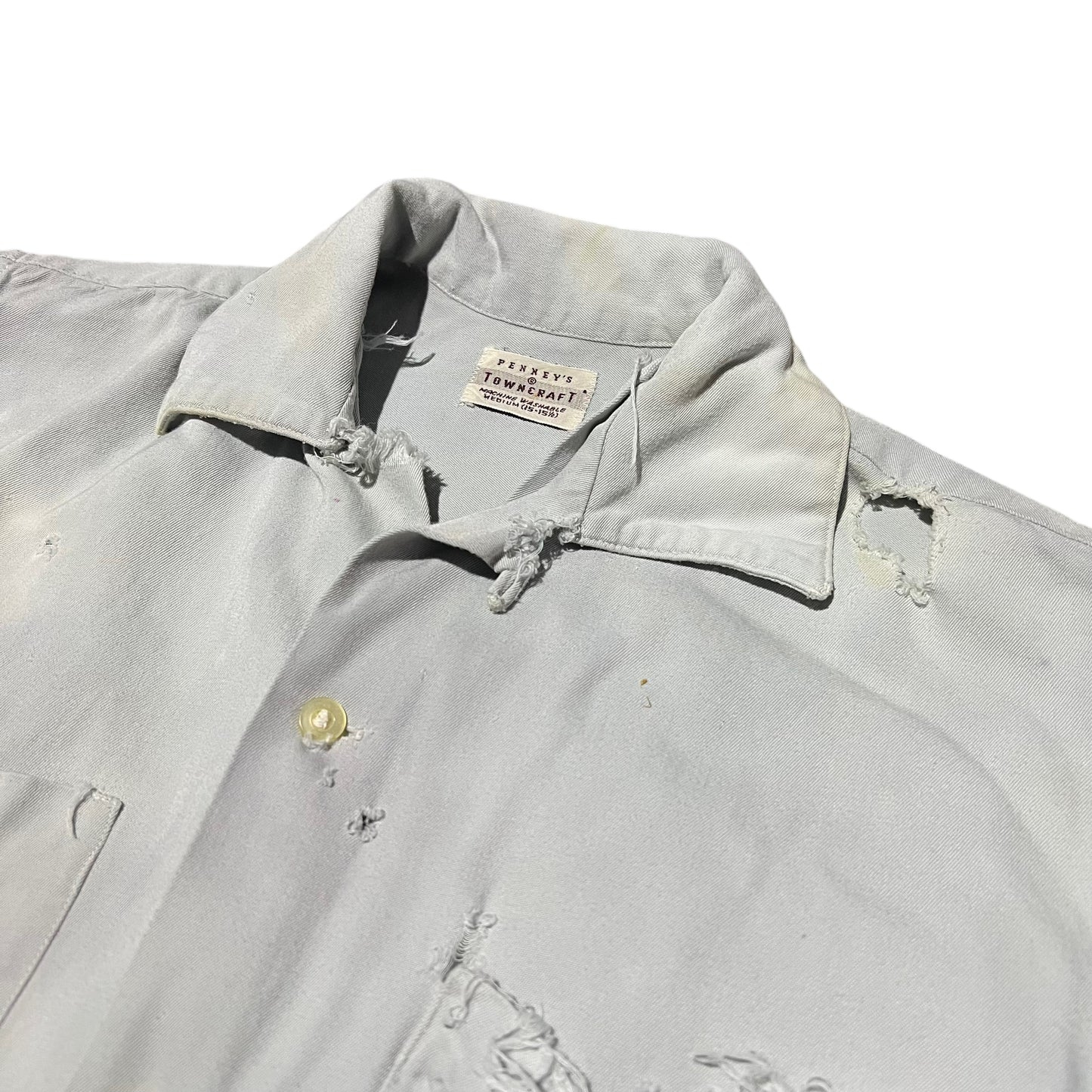 1950s Penney’s Towncraft light blue rayon loop collar shirt (M)