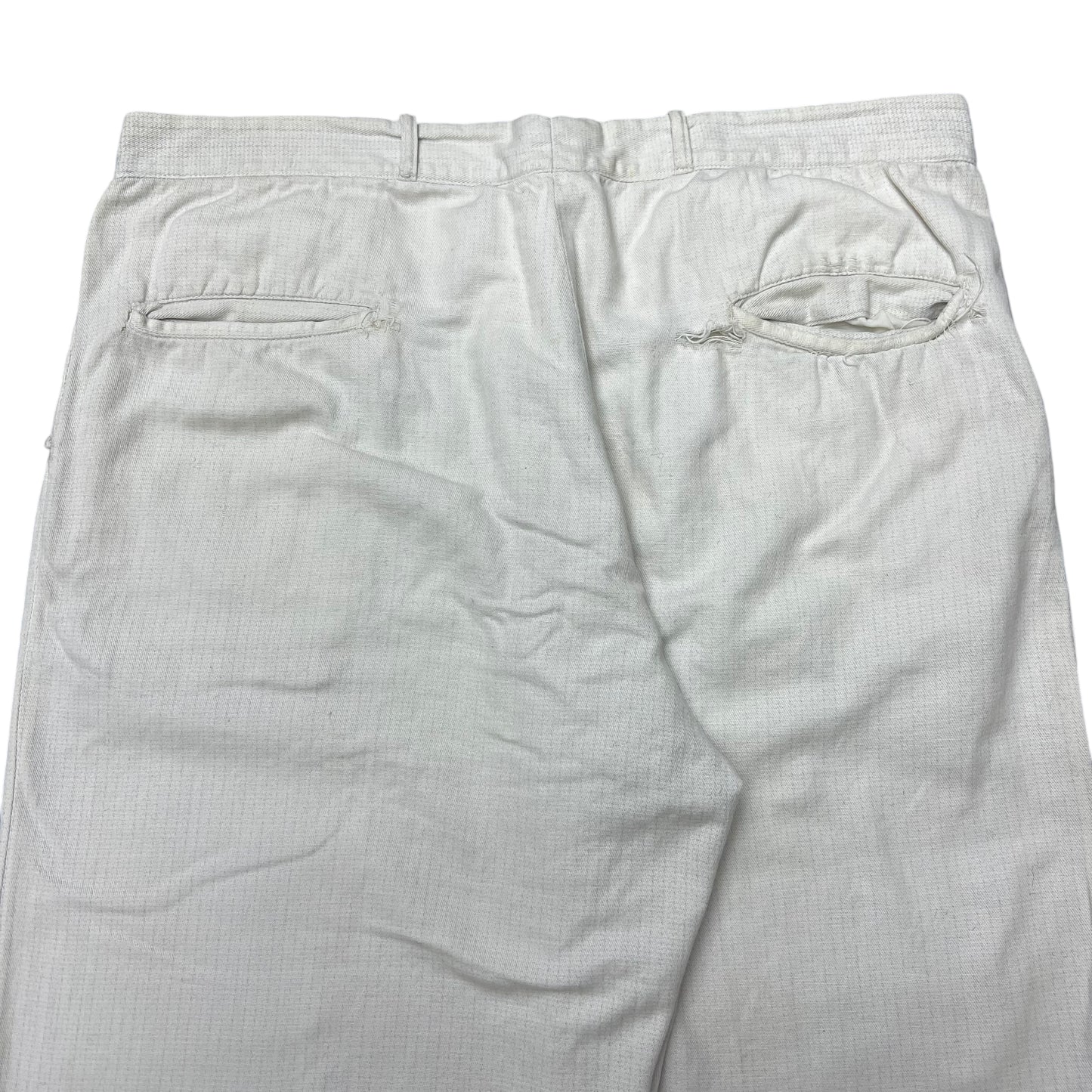 1920s White faded fleck pattern cotton work pants (36w)