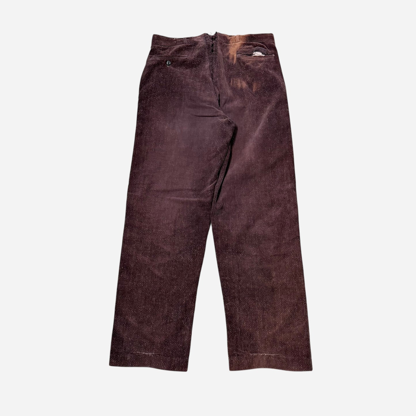 1940s Burgundy tweeduroy button fly pants (32w)