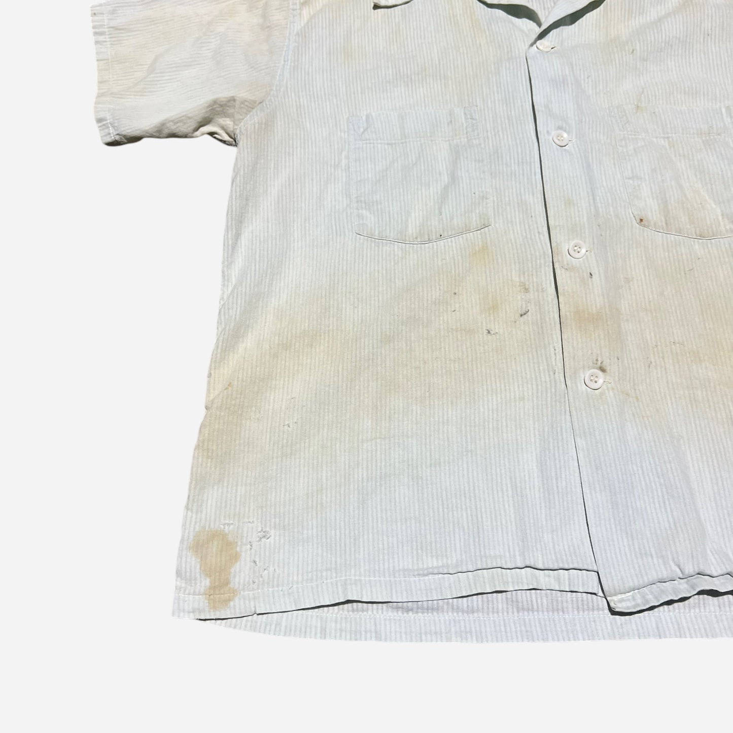 1950s Light blue cotton striped loop collar shirt (M)
