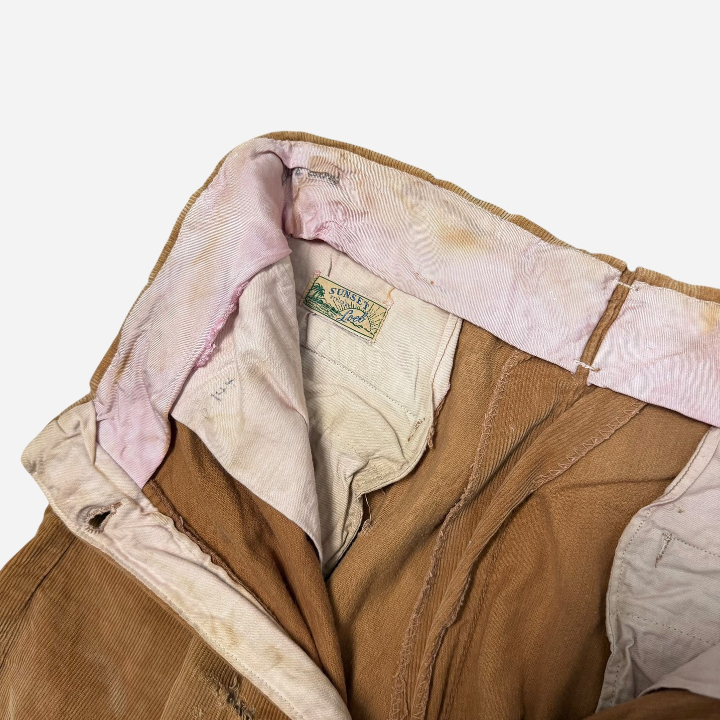 1940s Sunset Loel orange corduroy pleated pants (28w)