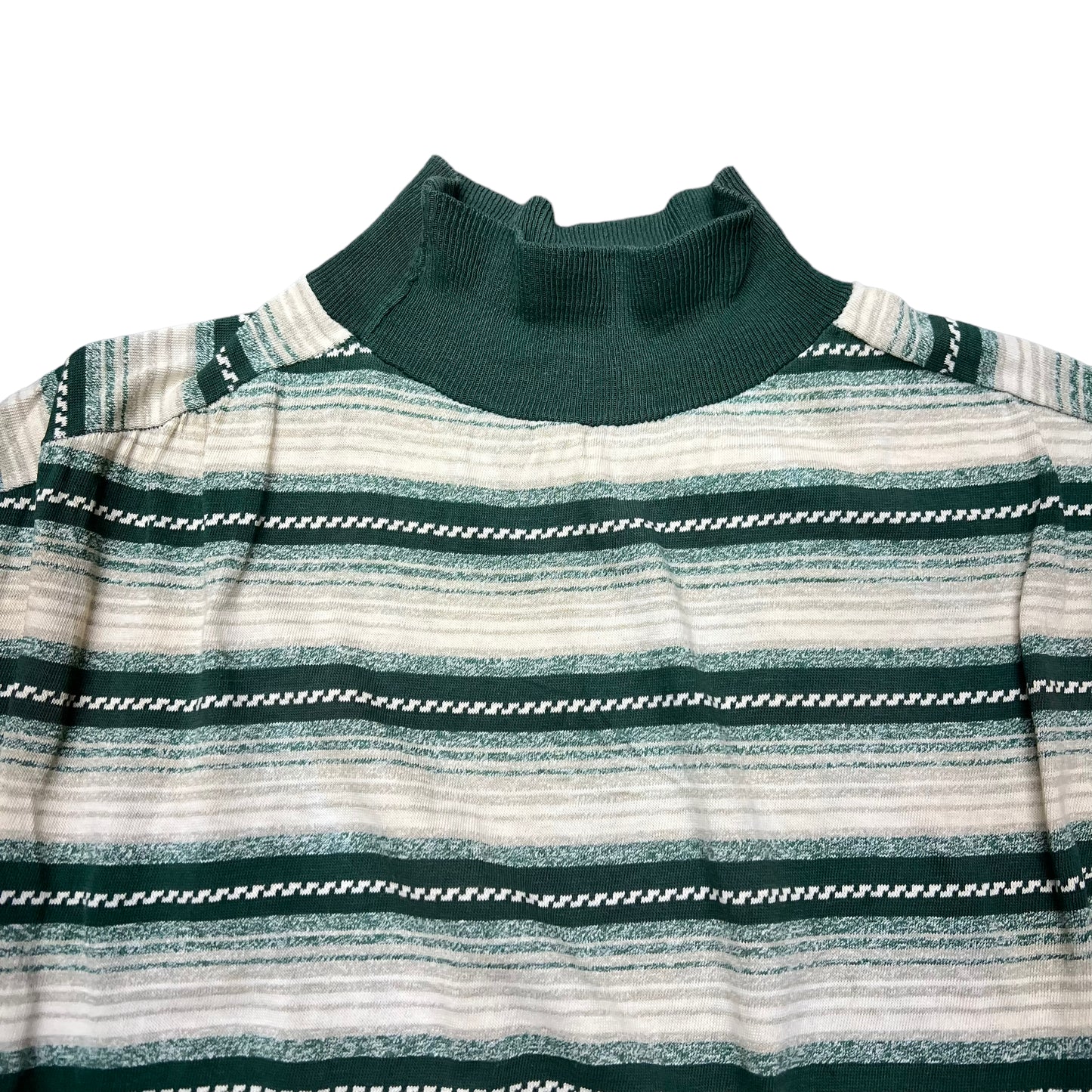 1940s Women’s green striped mock neck sweatshirt (XS/S)