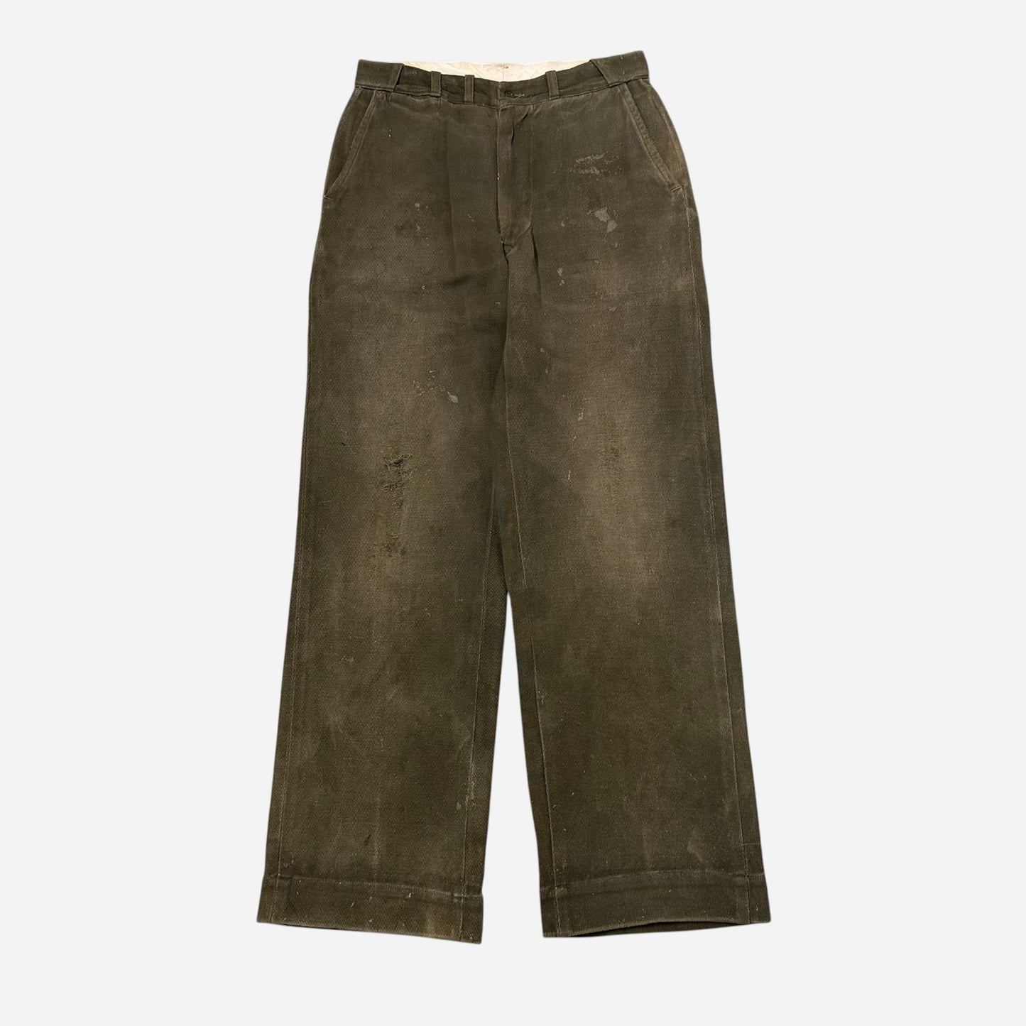 1950s Anvil armada green cotton whipcord work pants (30w)