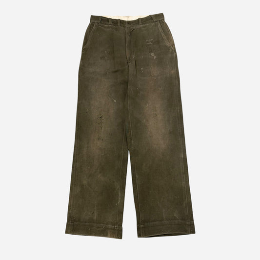 1950s Anvil armada green cotton whipcord work pants (30w)