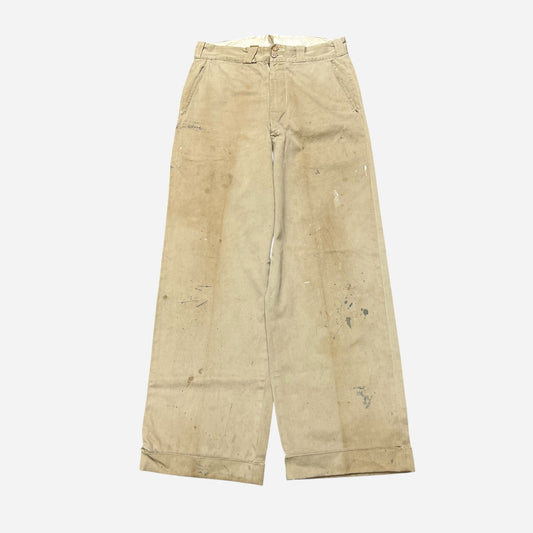 1940s Double button wide leg khaki chino pants (30w)