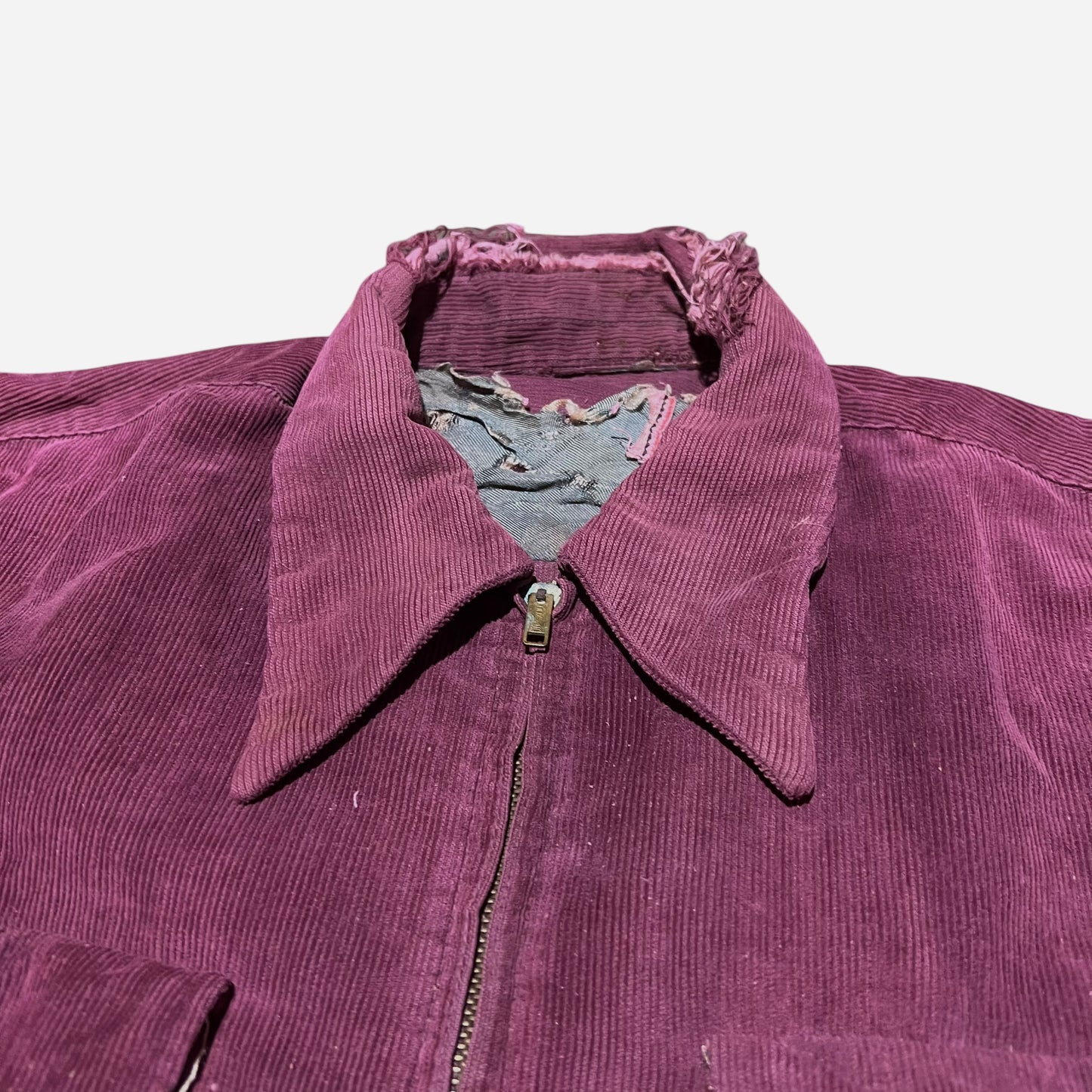 1950s Burgundy corduroy zip up shirt (M/L)
