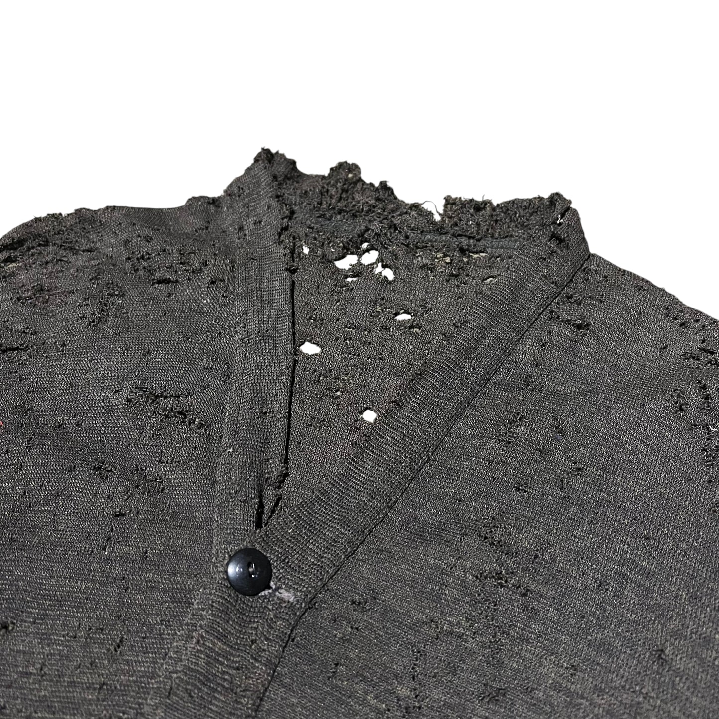 1930s 1940s Distressed black wool cardigan (M/L)