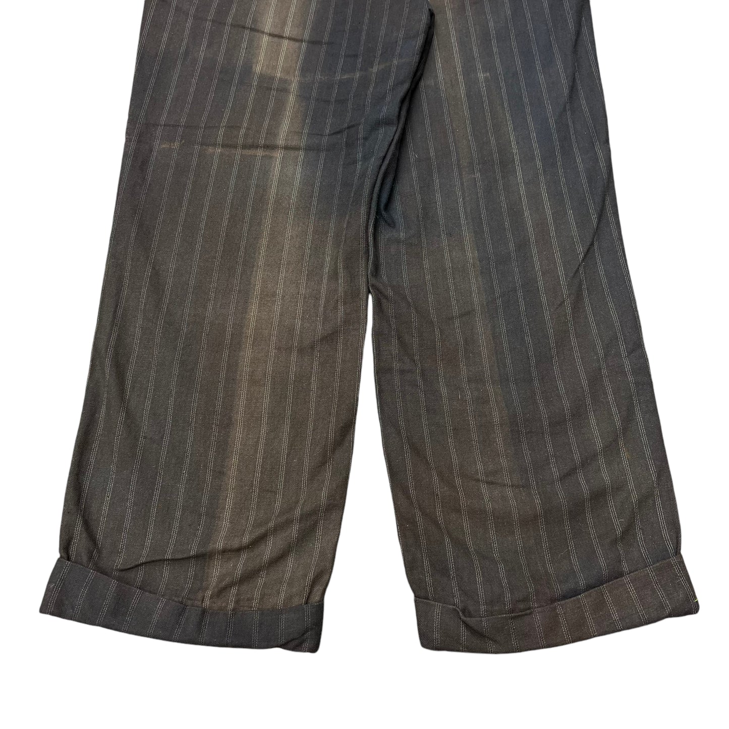 1930s 1940s Black sun faded cotton pin stripe pants