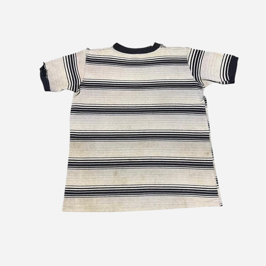 1950s Black and white striped cotton jacquard t shirt (M)