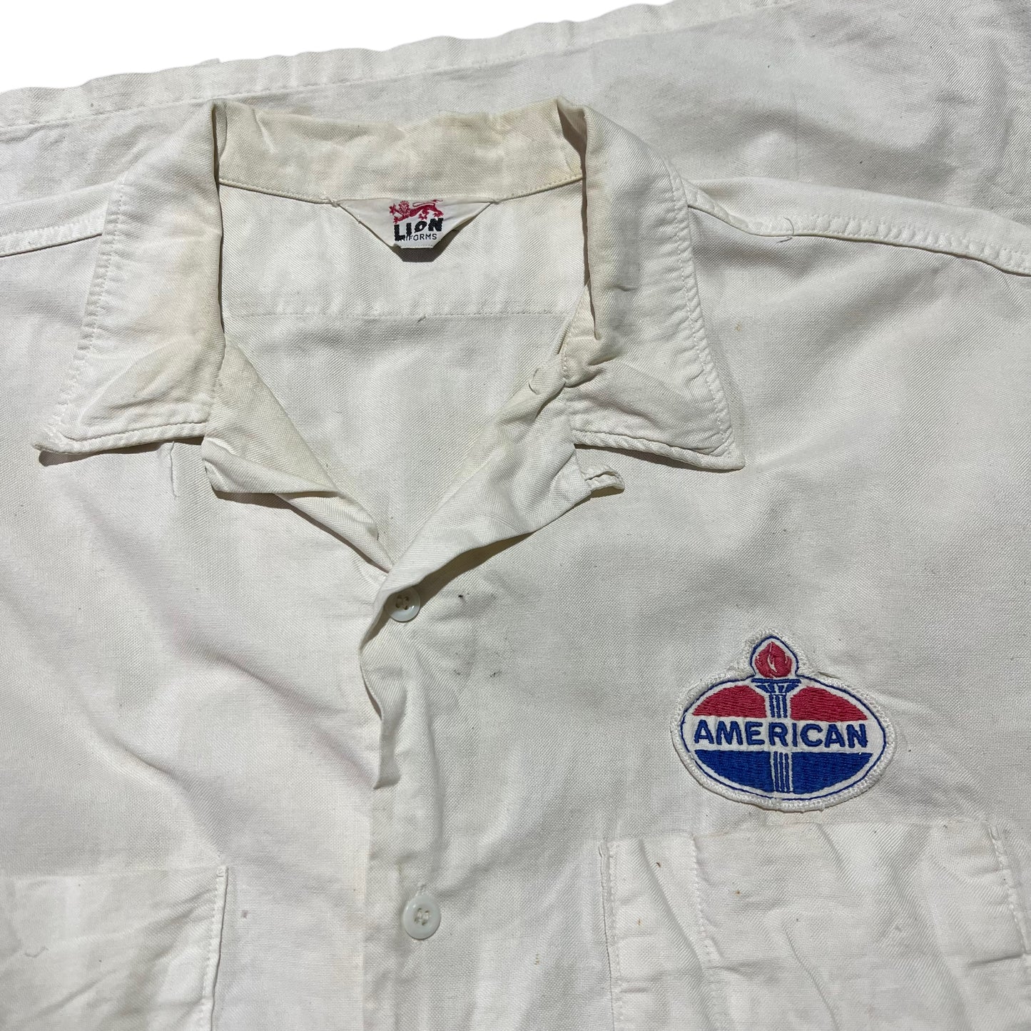 1950s Amoco cotton loop collar service uniform shirt (XXL)