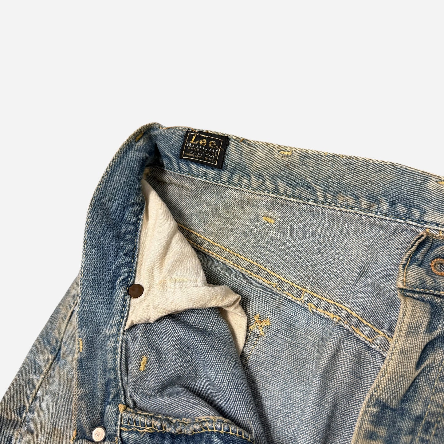 1960s Lee Riders paint splattered half selvedge jeans (32w)