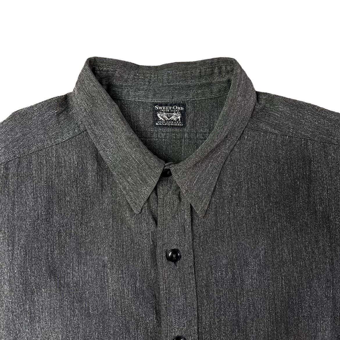 1940s Sweet Orr salt & pepper chambray work shirt (XL)