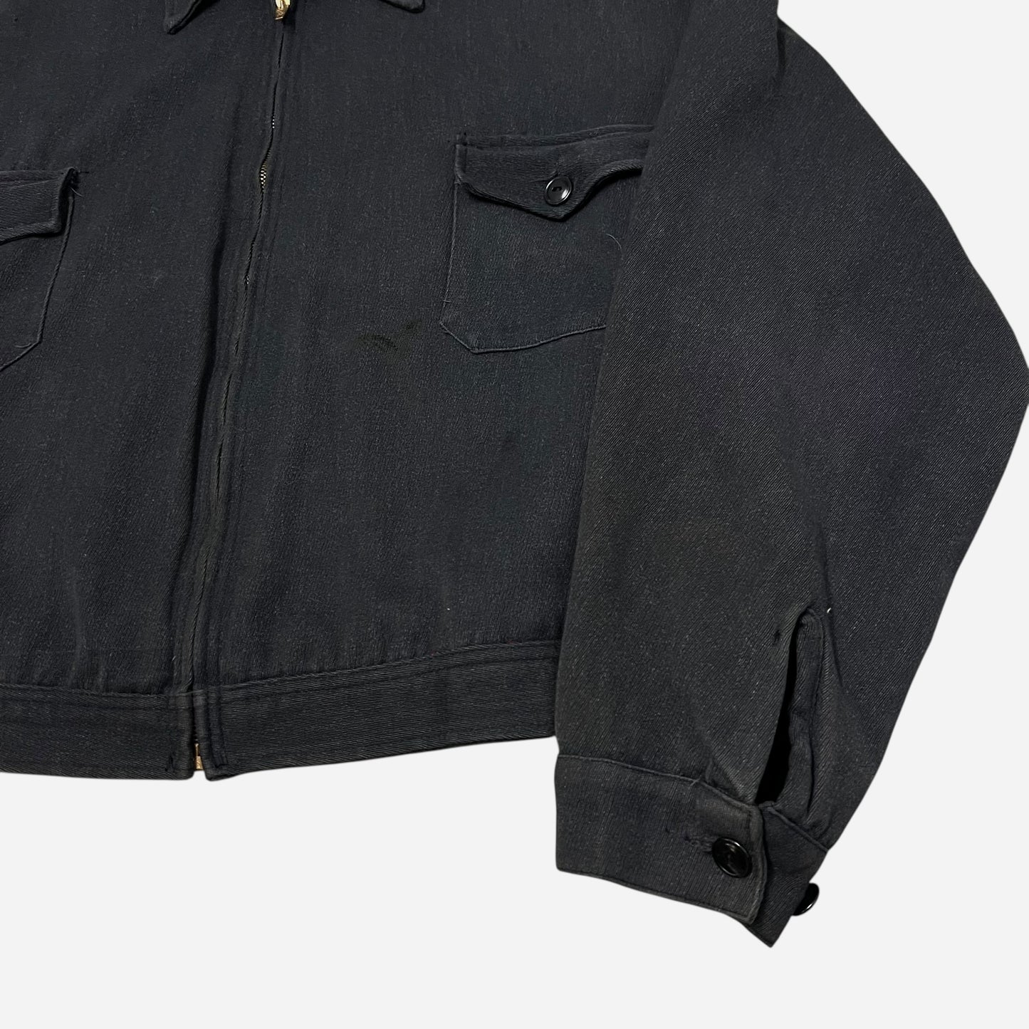 1960s Black cotton whipcord blanket lined jacket (XXL)