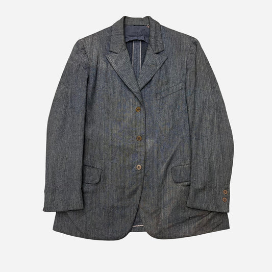 1920s Faded distressed gray herringbone suit jacket (M/L)