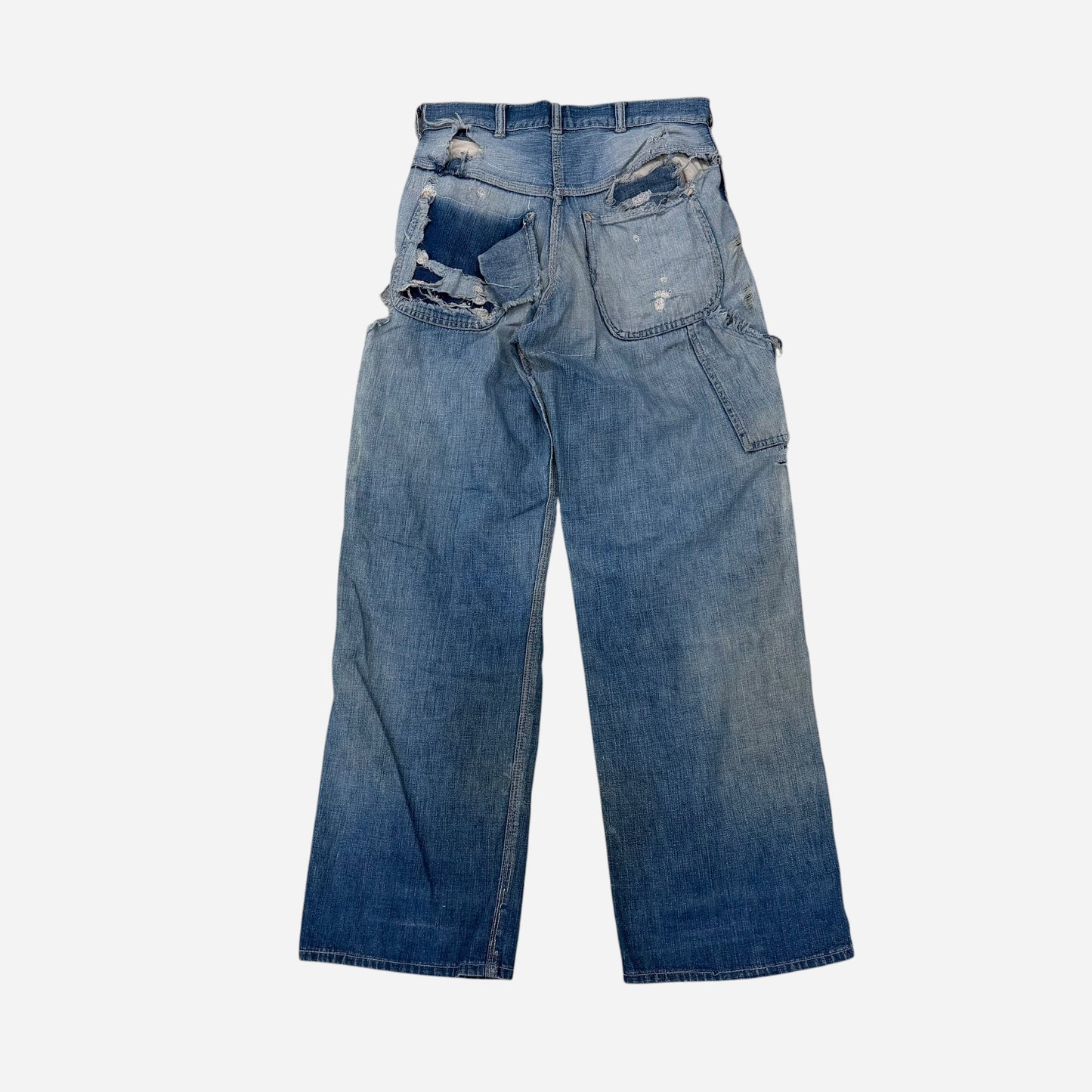 1940s As Is Union Made heavily repaired denim carpenter jeans (29w)