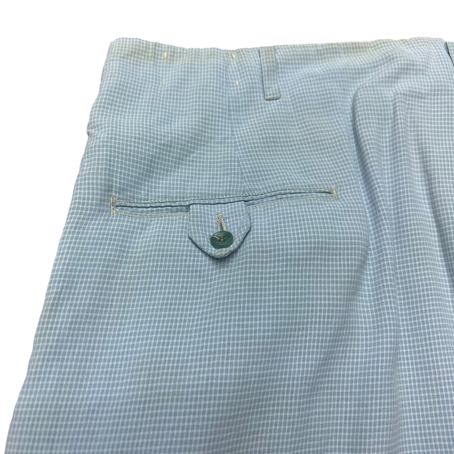 1940s Baby blue check pattern rayon pants (36w)