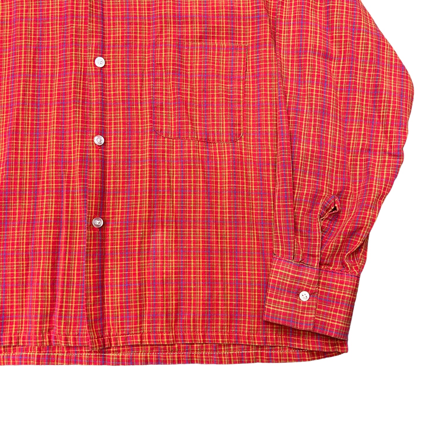 1950s Red orange cotton loop collar shirt (M/L)