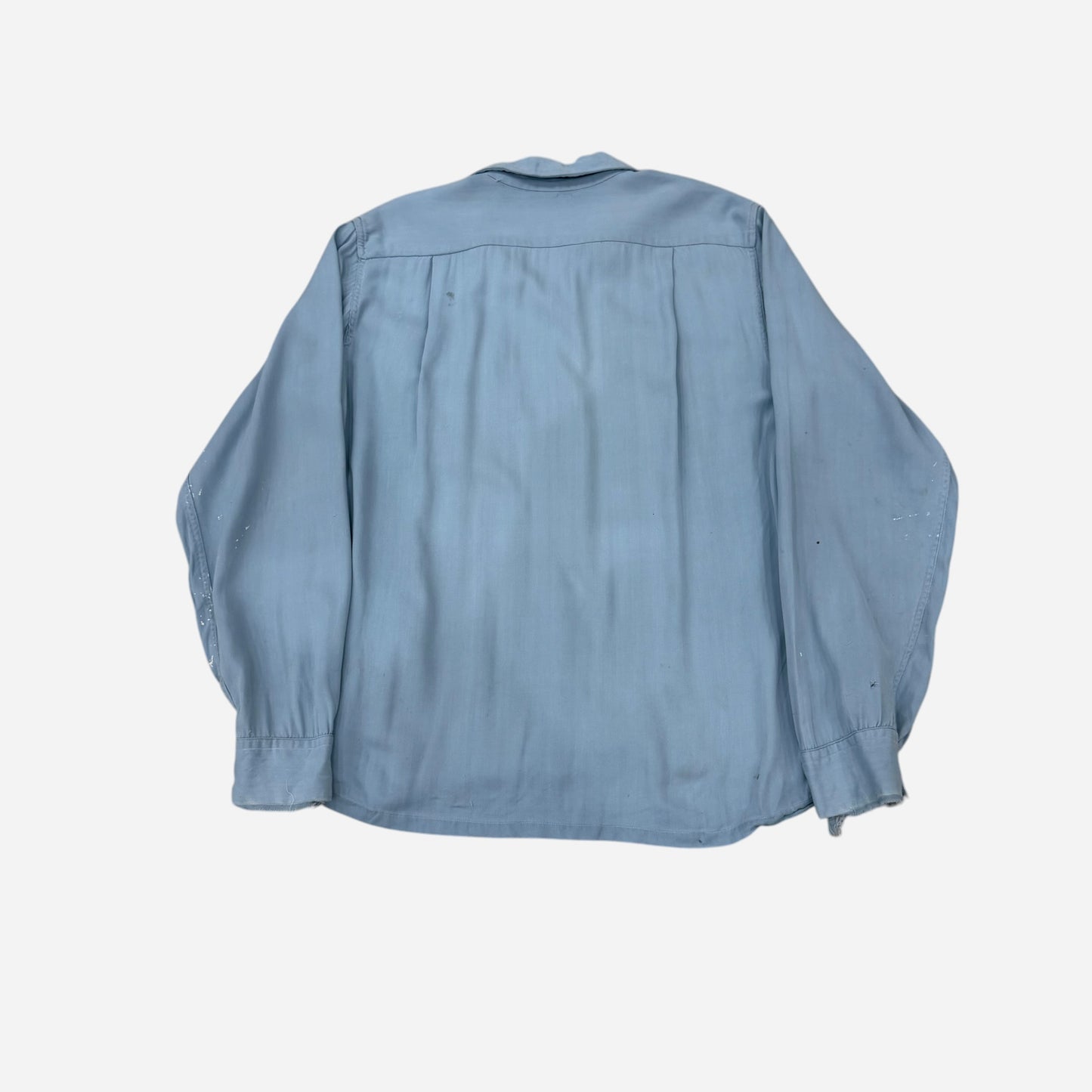 1950s Light blue rayon flap pocket loop collar shirt (M/L)