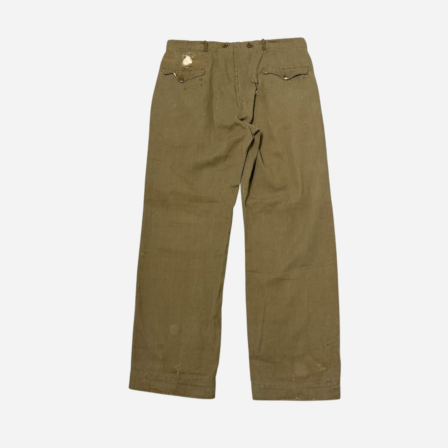 1930s Green light cotton button fly pants (36w)