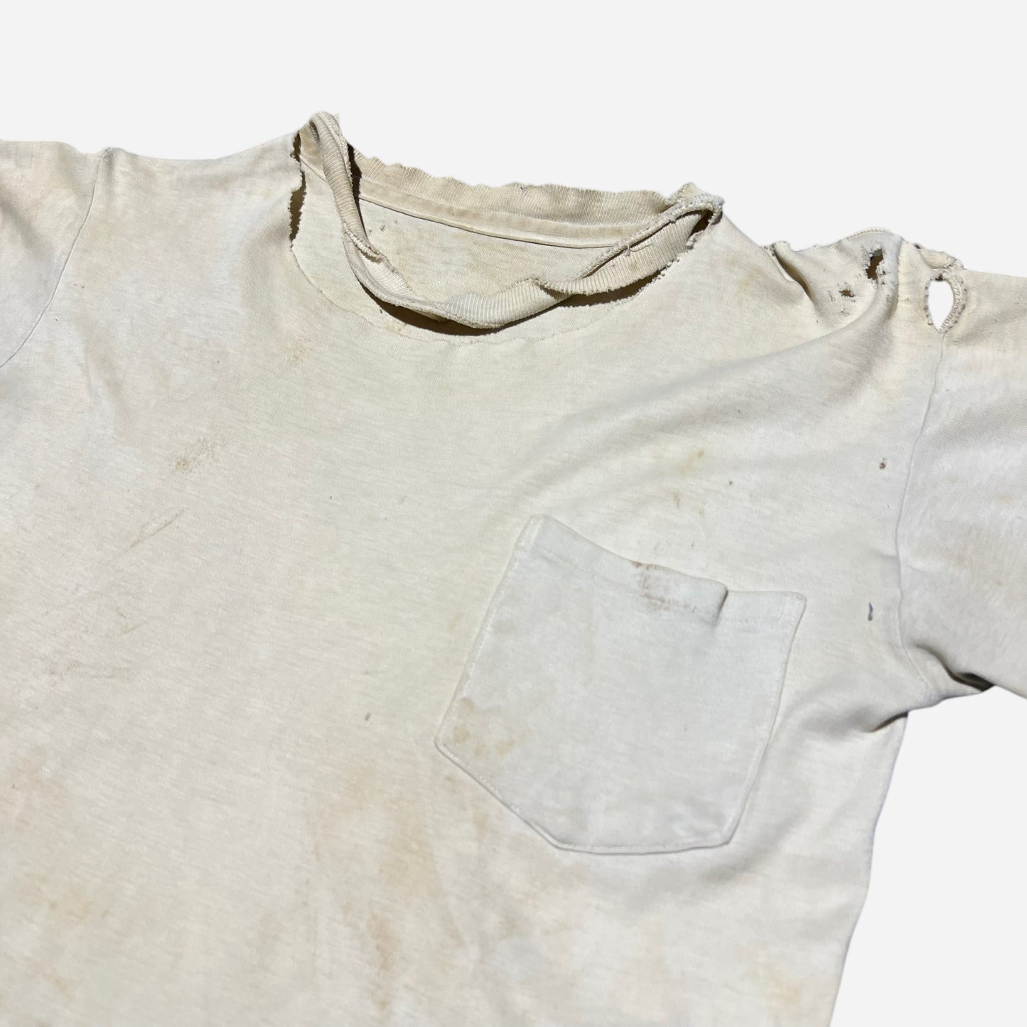 1950s White cotton one pocket t shirt (M)