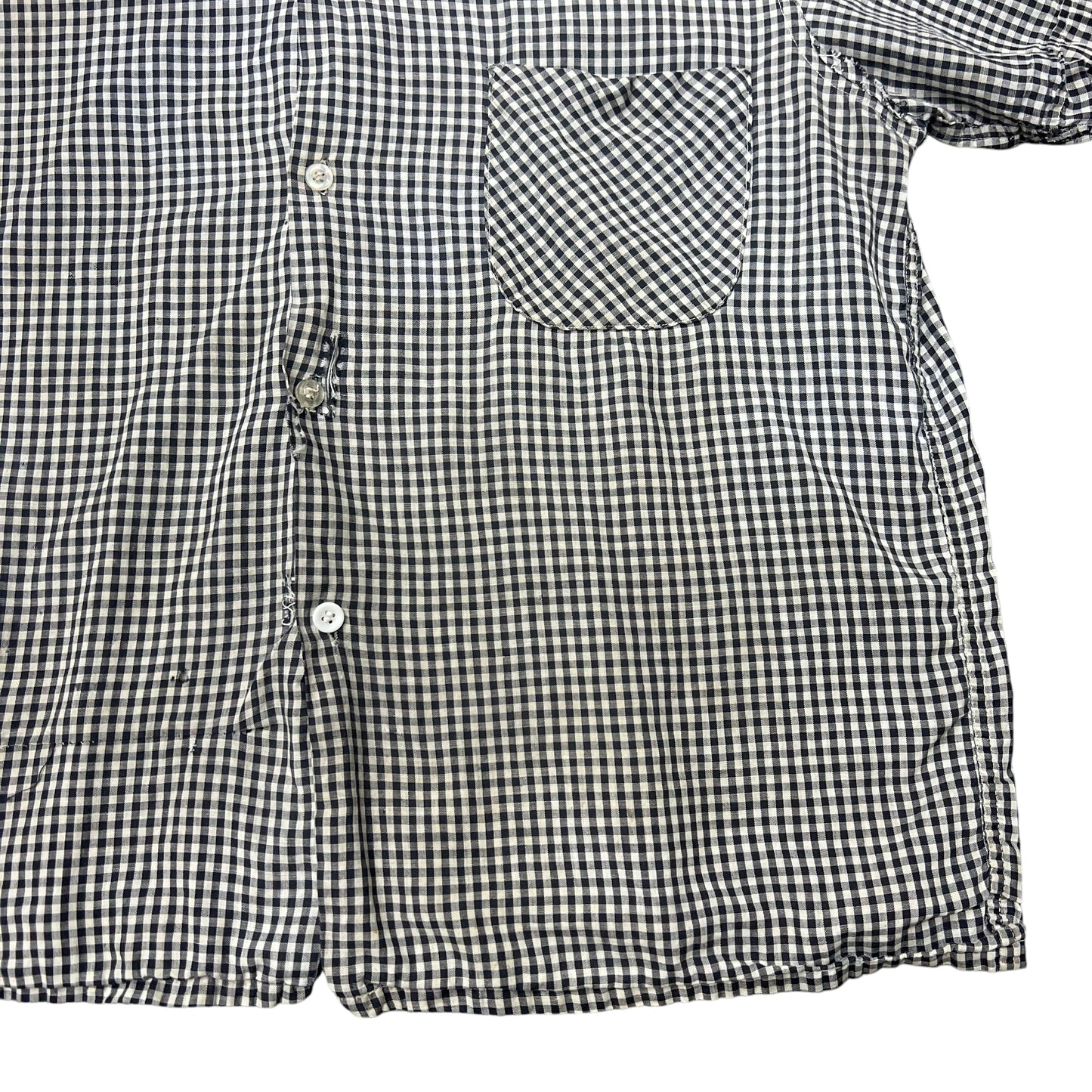 1950s Black and white checkered cotton loop collar shirt (M)