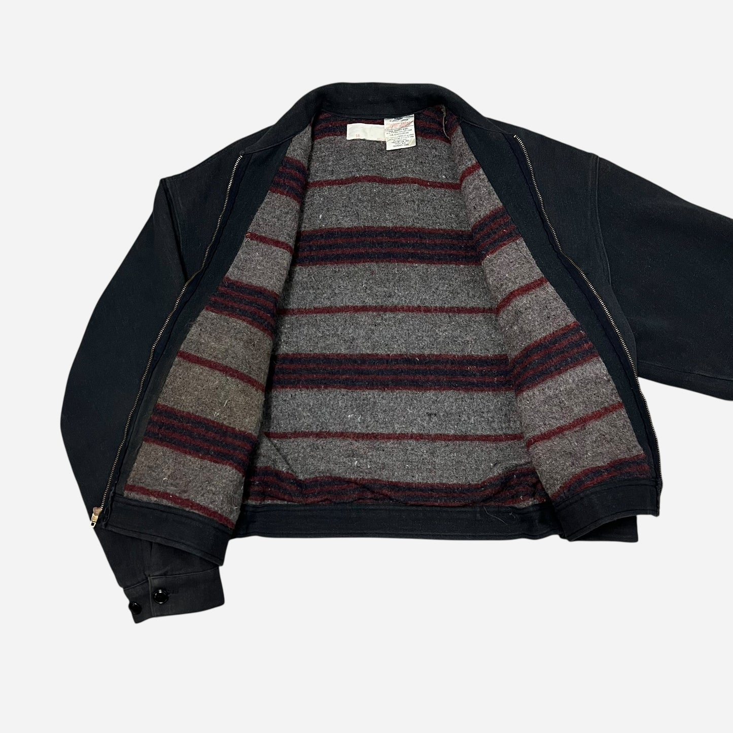 1960s Black cotton whipcord blanket lined jacket (XXL)