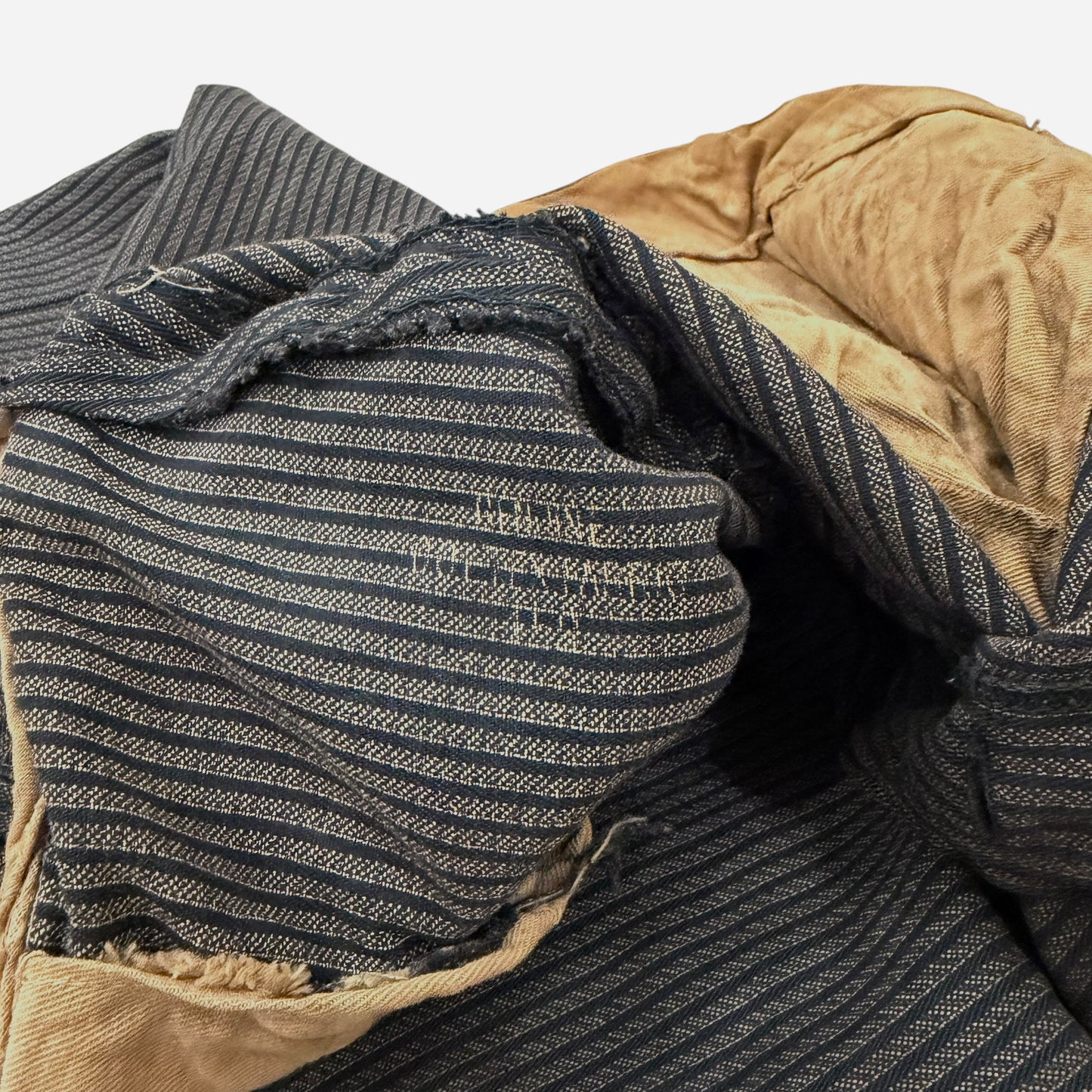 1930s Coltex striped cotton salt & pepper button fly work pants (34w)