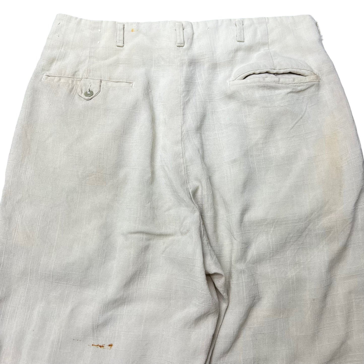 1940s Pleated white linen pants (31w)