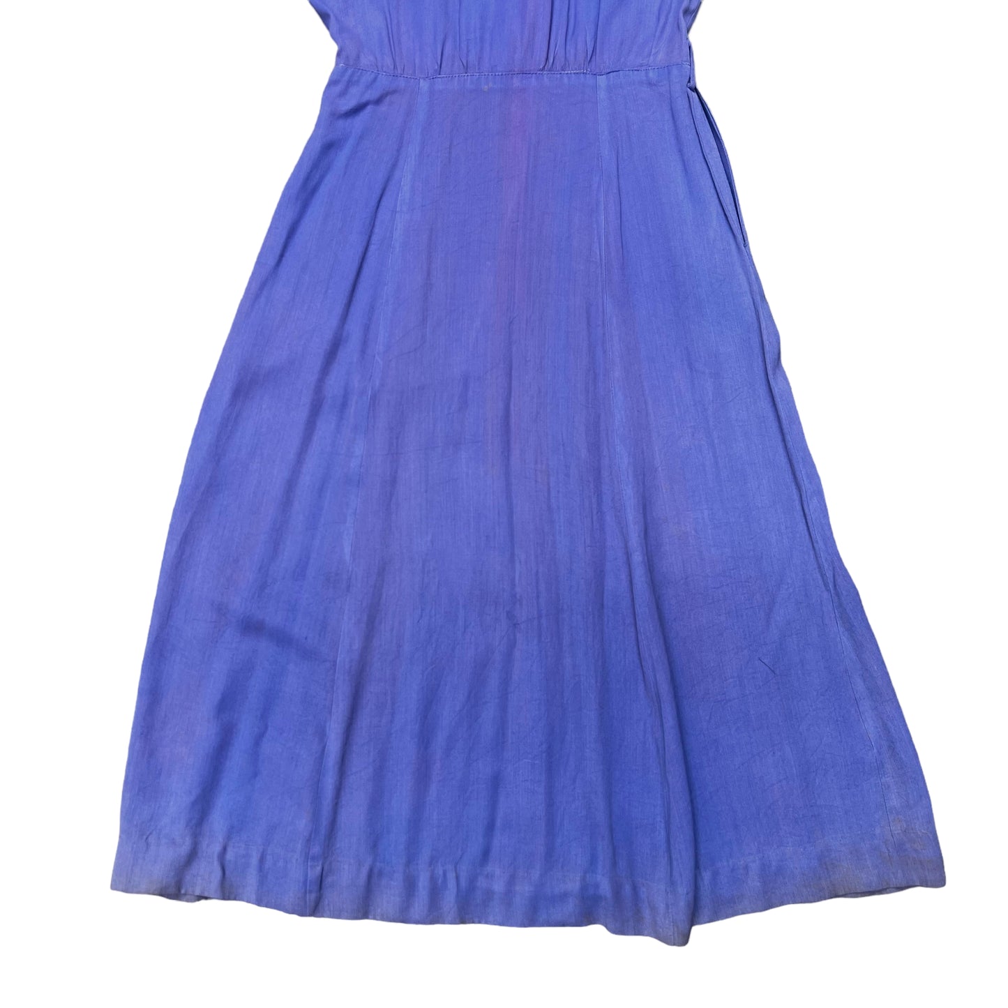 1940s Faded blue/purple gabardine farm dress (26w)