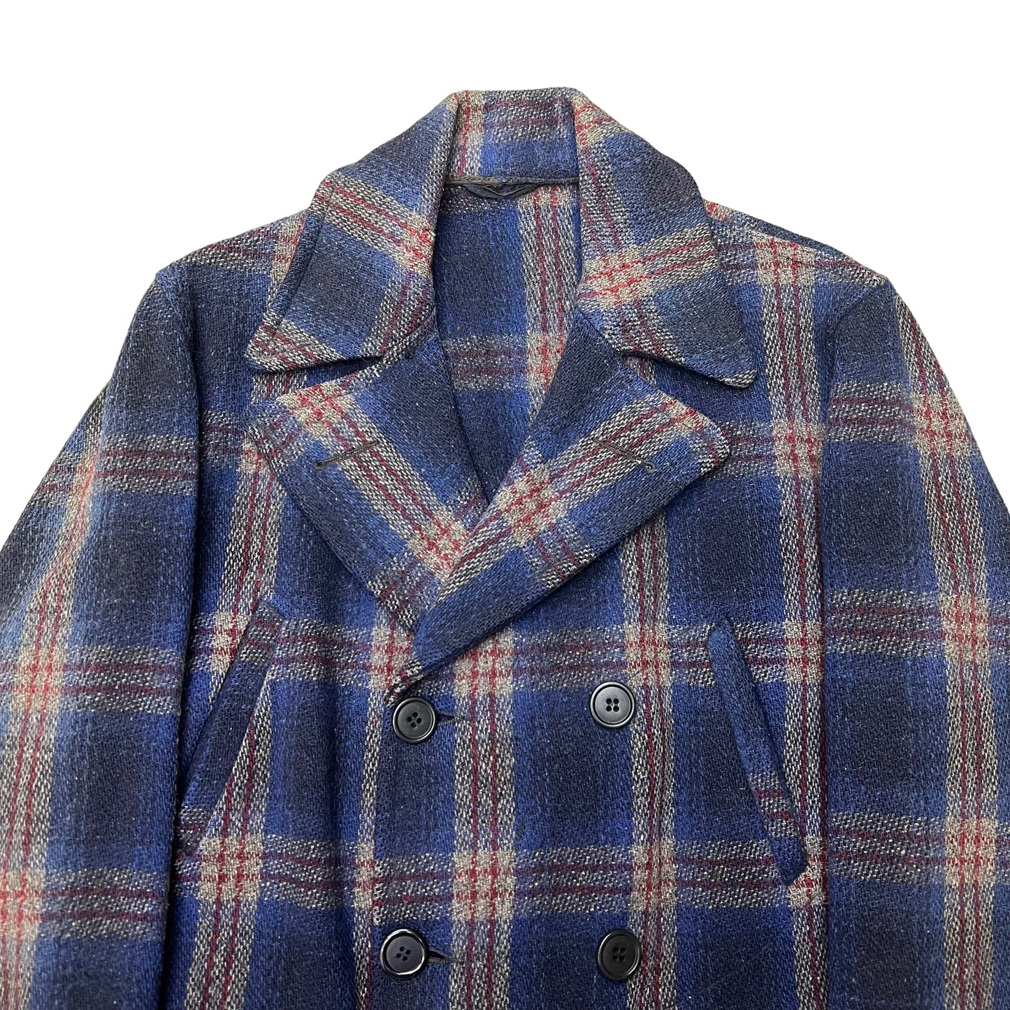 1930s-1940s Sears plaid belt back DB coat (L)