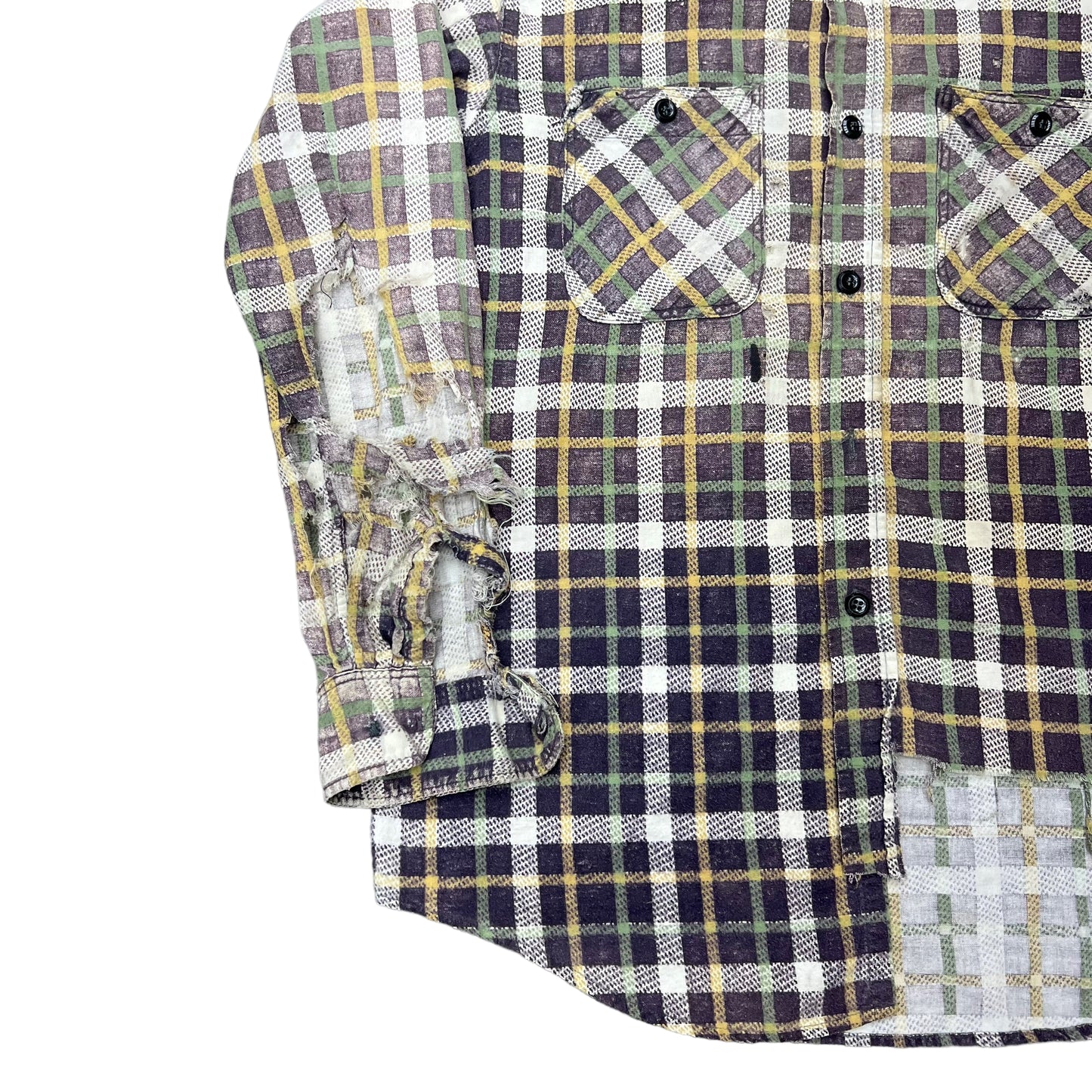 1950s Pennys distressed plaid cotton shirt flannel (M)