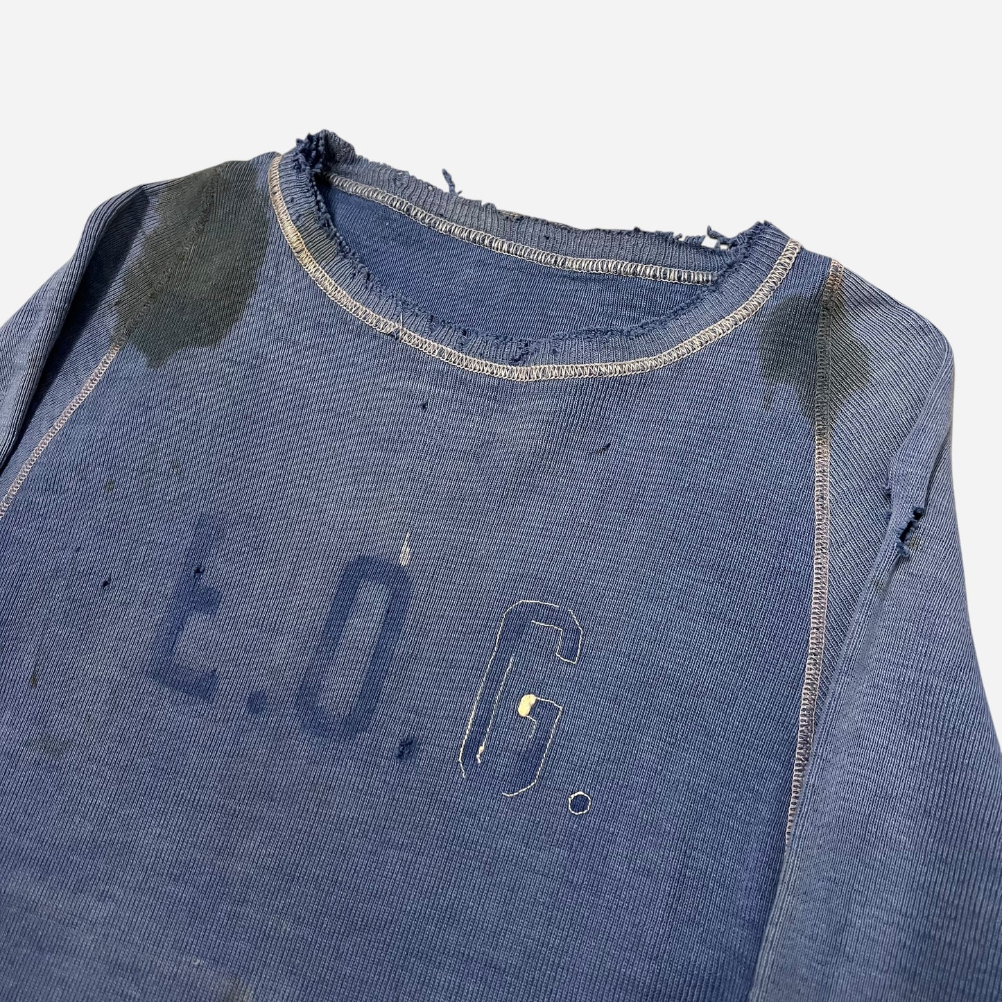 1930s Blue sun faded cotton jersey (M)