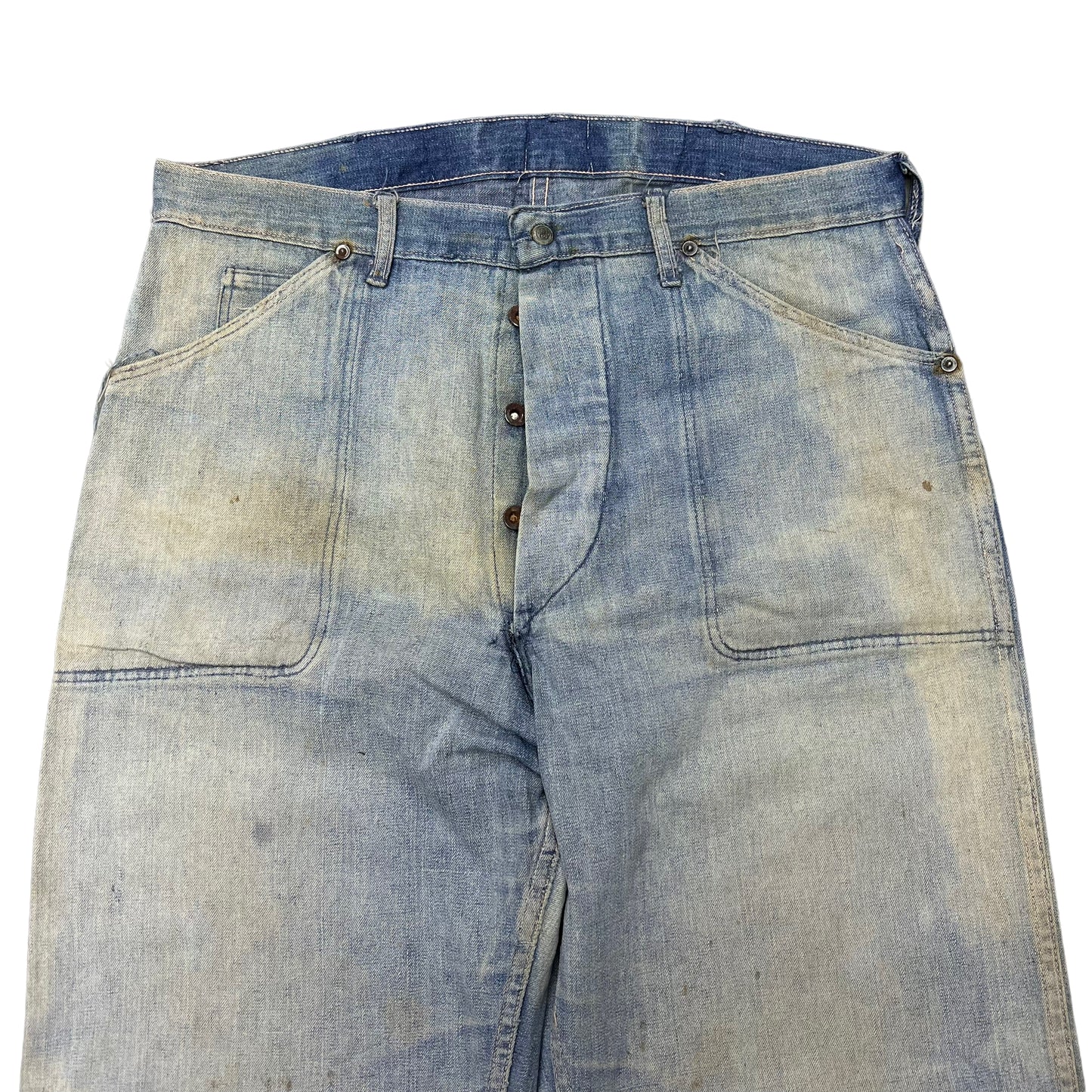 1940s Fatigue pocket donut button denim jeans (33w)