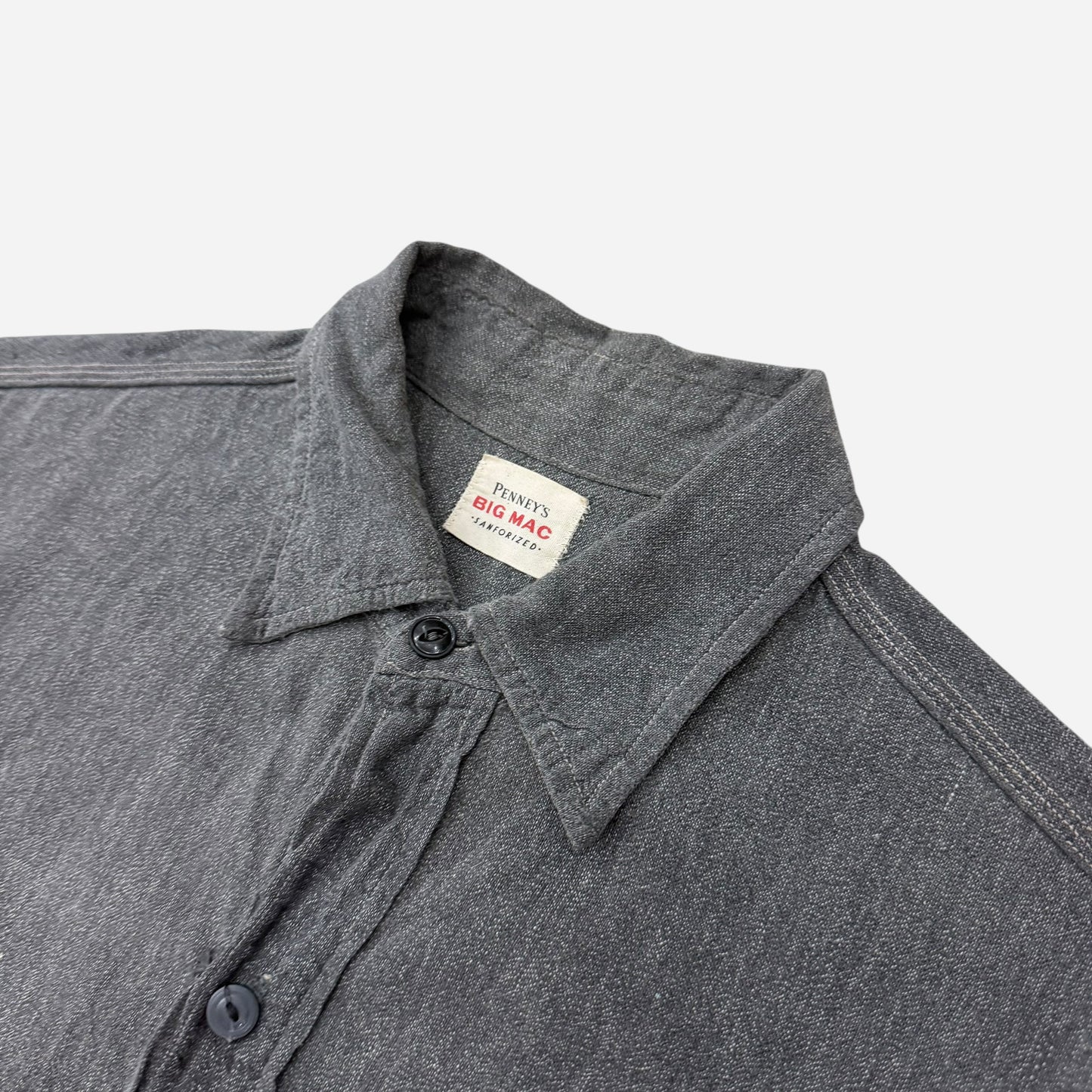 1960s Big Mac salt & pepper paint splatter chambray work shirt (M)