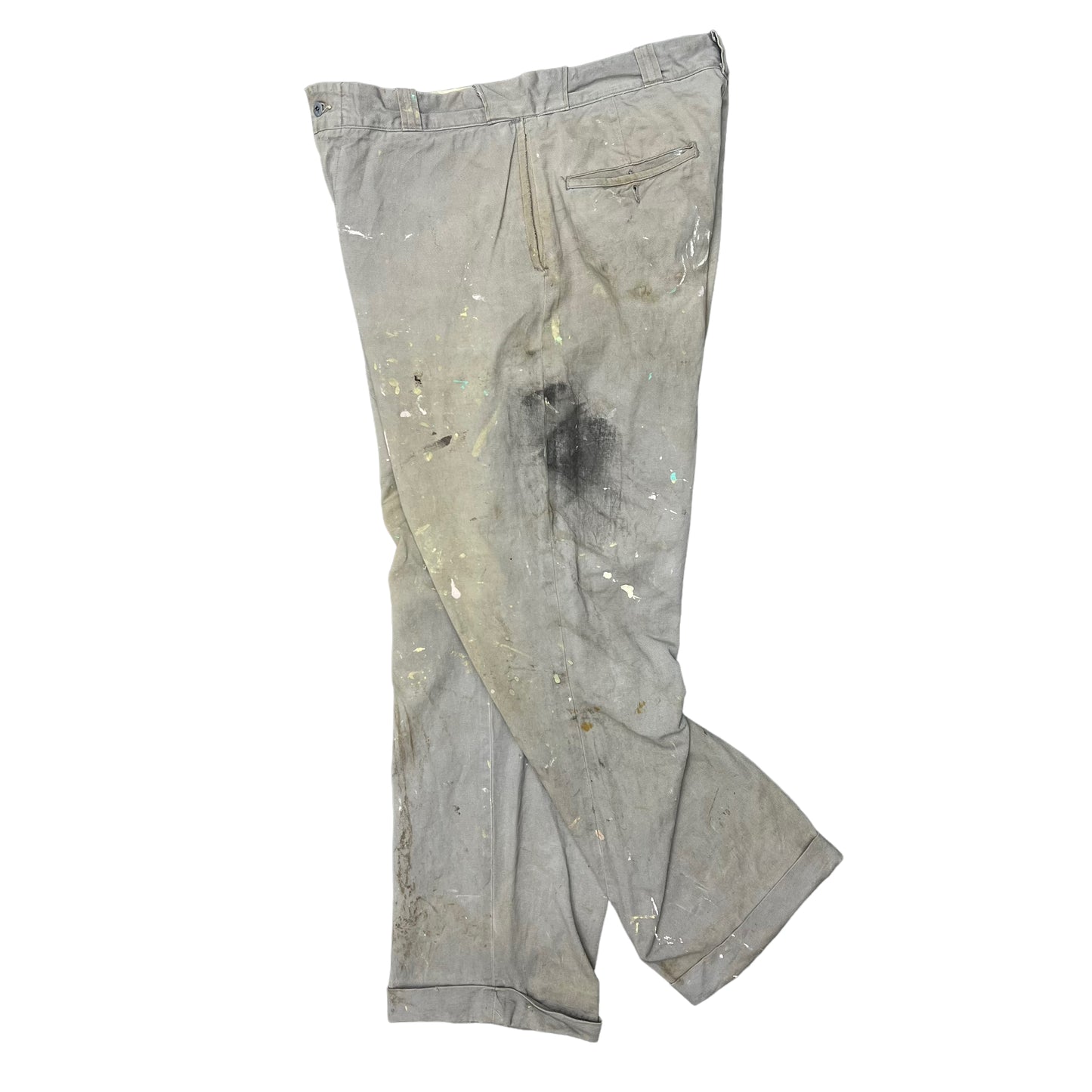 1950s Boat cloth grey painters work pants (34w)