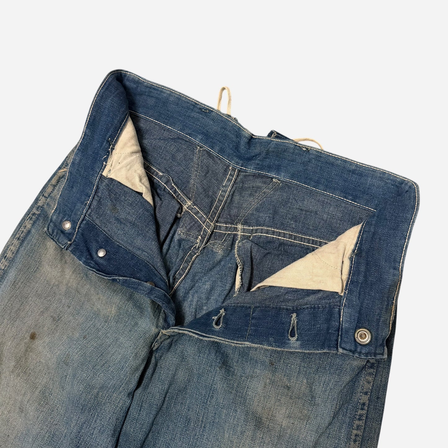 1940s Anvil lace back donut button fly boot cut jeans (28w)