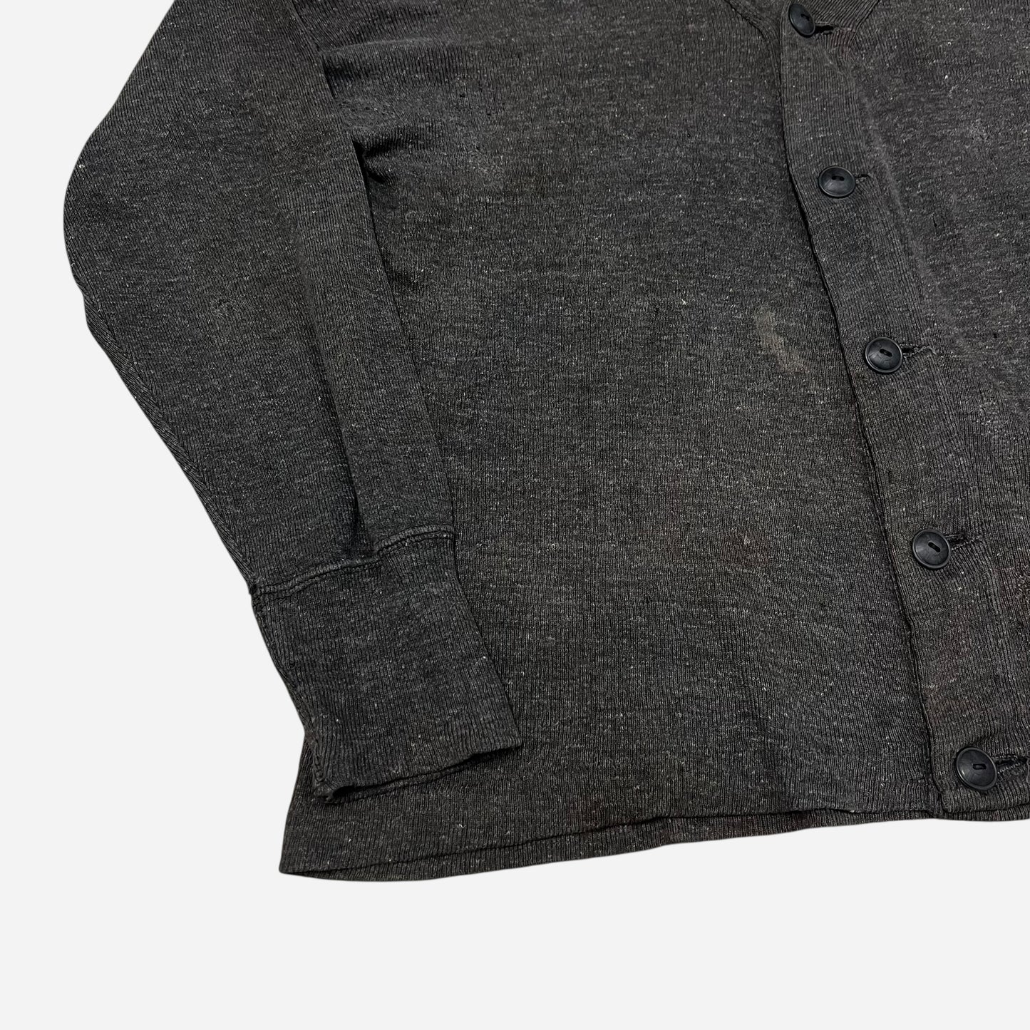 1940s Cotton salt & pepper repaired cardigan (L)