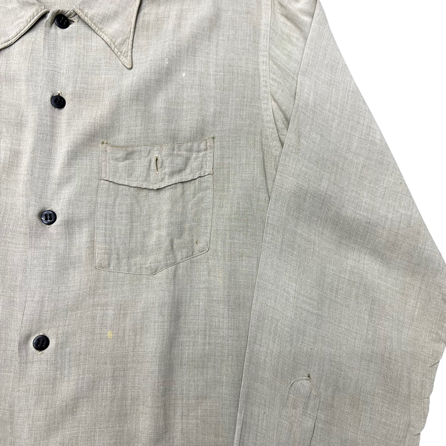 1940s Greenish rayon long sleeve shirt (M)