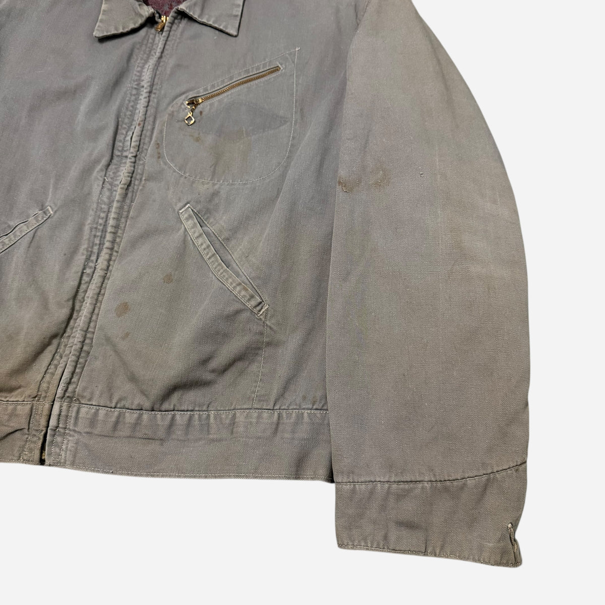 1950s Gray cotton blanket lined boxy work jacket (L)