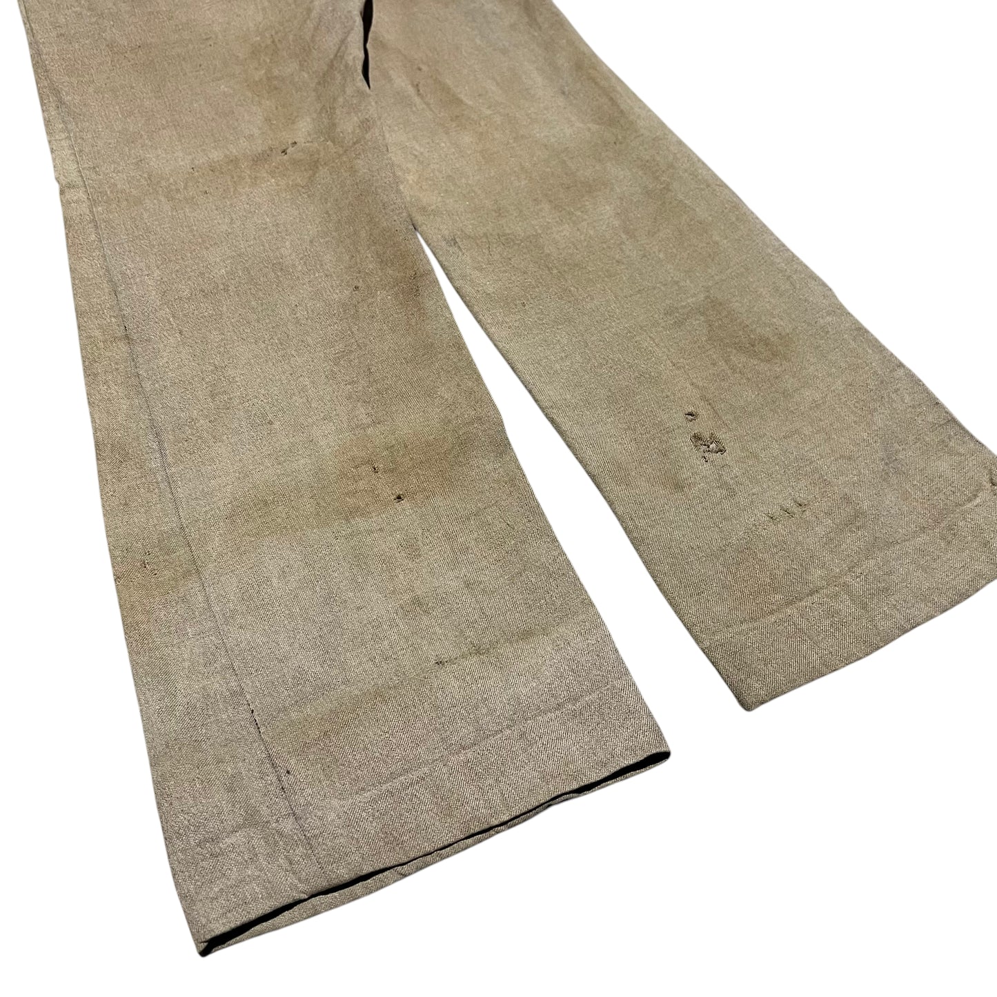 1920s 1930s Tan wool button fly single pleat work pants (29w)