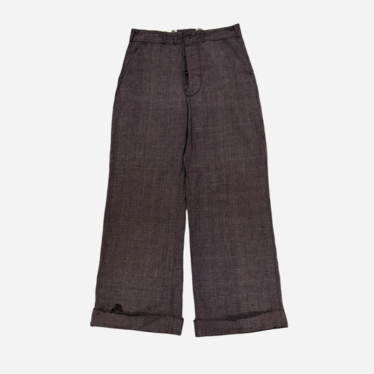 1930s Panama cotton plaid pattern button fly pants (27w)