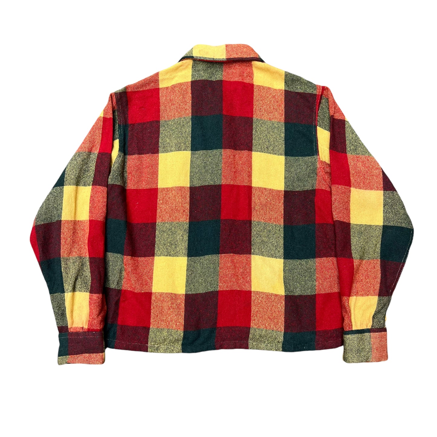 1940s Women’s red box plaid wool shirt flannel (S)