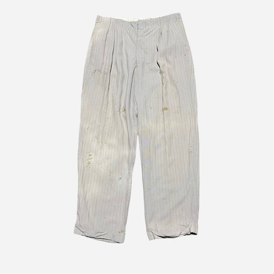 1950s Gray striped rayon pleated pants (36w)