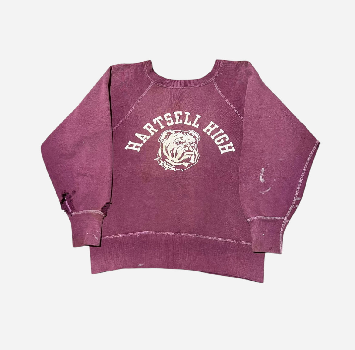 1950s Burgundy red bulldog high school sweatshirt (S)