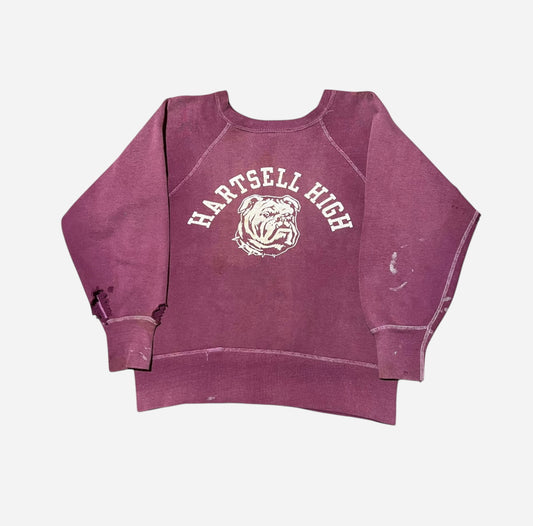 1950s Burgundy red bulldog high school sweatshirt (S)