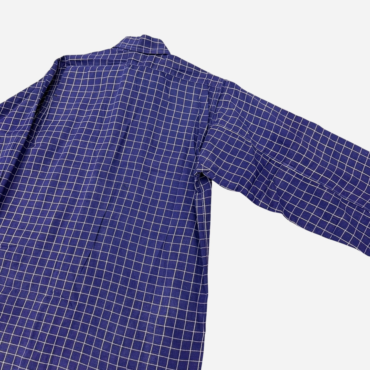 1940s Windowpane pattern cotton purple/blue button down shirt (S/M)