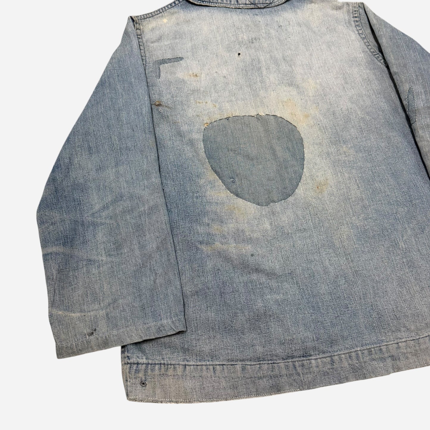 1940s USN denim shawl collar zinc button jacket (M)