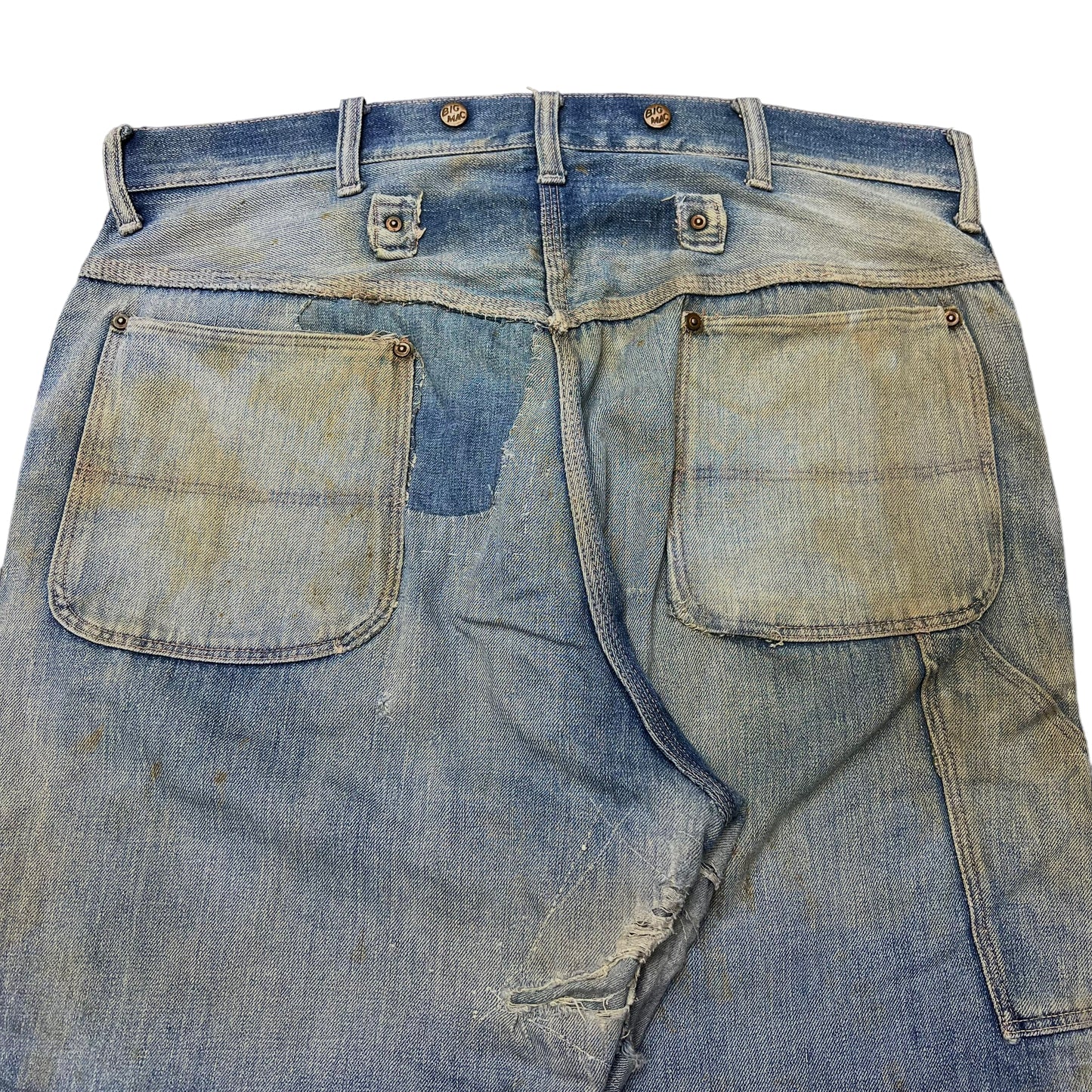 1920s Big Mac repaired buckle back carpenter denim jeans (35w)