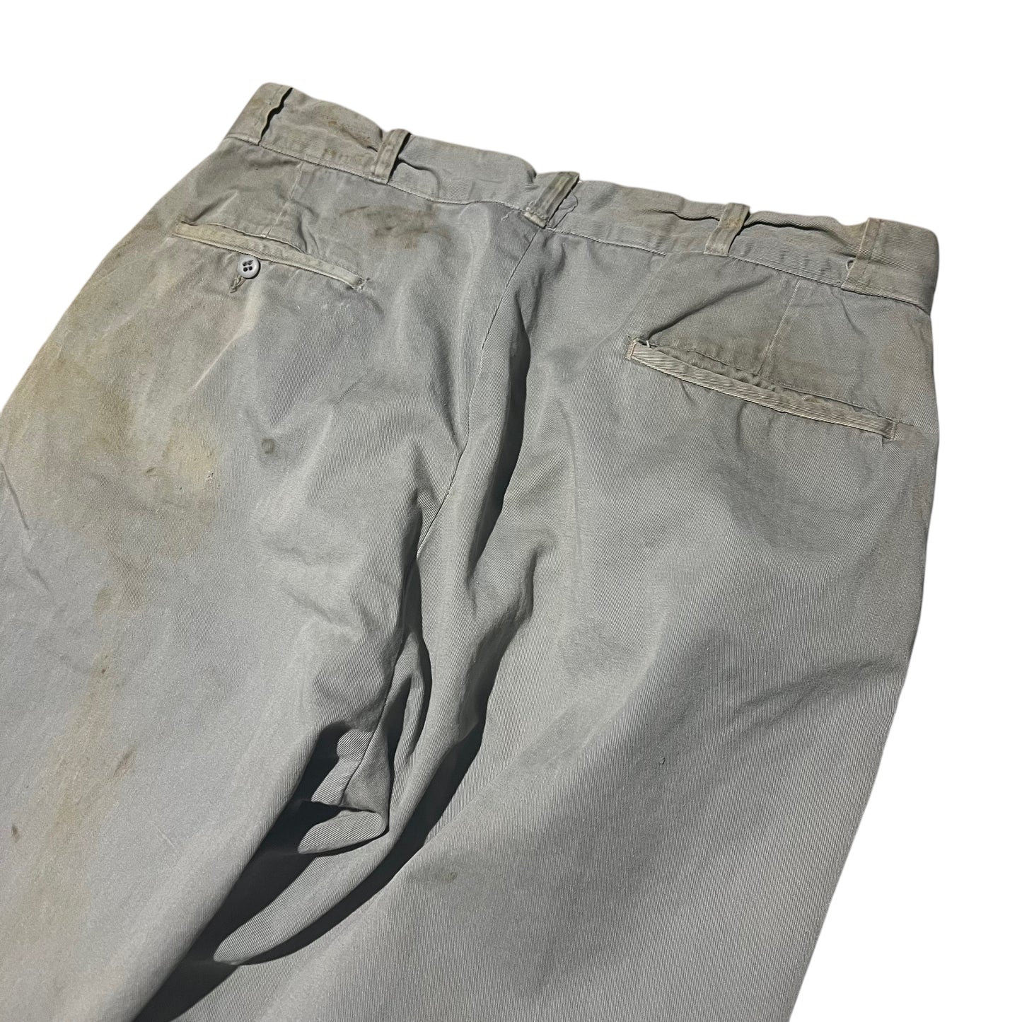 1950s Gray sail cloth khaki chino work pants (34w)